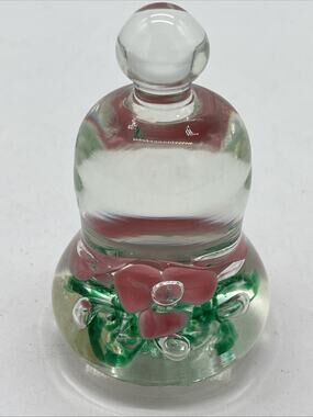 Vintage Joe St. Clair Art Glass Paperweight – Bell‑Shaped Pink Pansy Flowers
